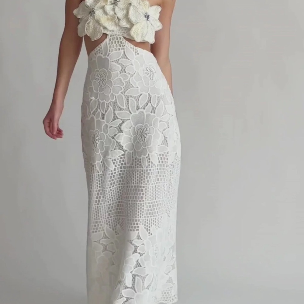 PatBO White Floral Lace Maxi Dress